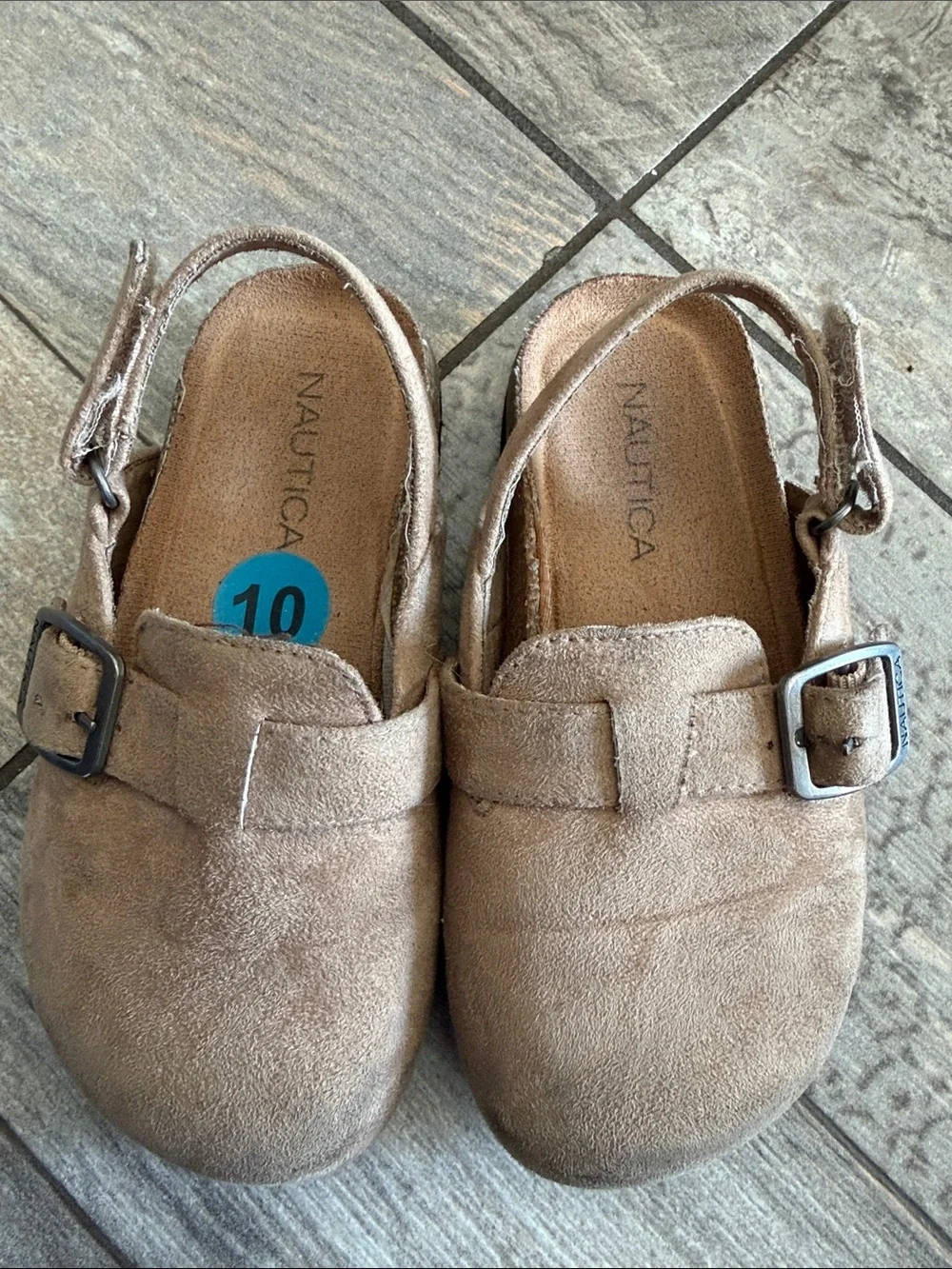 Nautica Kids Brown Suede Slip-On Clogs with Buckle Strap